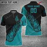 Maxcorners Cyan Volleyball Personalized 3D V-neck T-Shirt