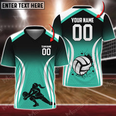 Maxcorners Volleyball Color Options Personalized 3D V-neck T-Shirt