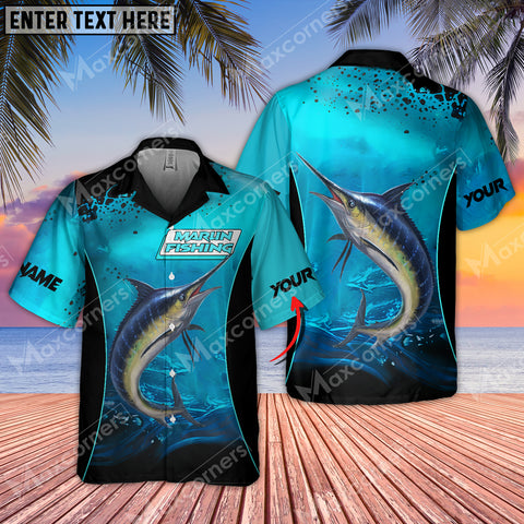 Max Corner Marlin Fishing Deep Water Art Sport Jersey Style Personalized 3D Hawaiian Shirt