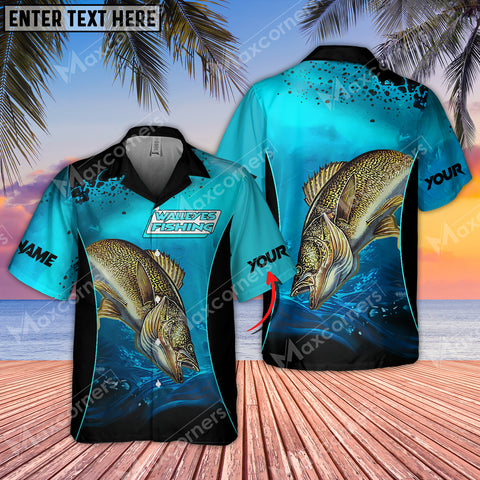 Max Corner Walleyes Fishing Deep Water Art Sport Jersey Style Personalized 3D Hawaiian Shirt
