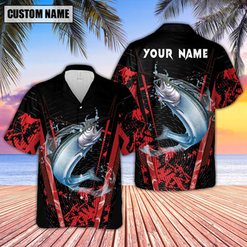 Maxcorners Chinook Fishing Red Smoke Pattern Sport Jersey Personalized Name Hawaiian Shirt