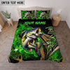 Maxcorners Fishing Neon Green Smoke Graphic Personalized Name Unisex 3D Bedding Set (13 Fish Species)