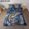 Maxcorners Fishing Blue Water Splash Legend Personalized Name Unisex 3D Bedding Set (13 Fish Species)