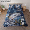 Maxcorners Fishing Blue Water Splash Legend Personalized Name Unisex 3D Bedding Set (13 Fish Species)
