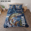 Maxcorners Fishing Blue Water Splash Legend Personalized Name Unisex 3D Bedding Set (13 Fish Species)