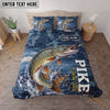 Maxcorners Fishing Blue Water Splash Legend Personalized Name Unisex 3D Bedding Set (13 Fish Species)
