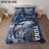 Maxcorners Fishing Blue Water Splash Legend Personalized Name Unisex 3D Bedding Set (13 Fish Species)