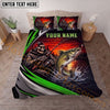Maxcorners Fishing Skull Angler Red Sunset Personalized Name Unisex 3D Bedding Set (13 Fish Species)