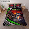 Maxcorners Fishing Skull Angler Red Sunset Personalized Name Unisex 3D Bedding Set (13 Fish Species)
