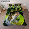 Maxcorners Fishing Neon Green Water Splash Personalized Name Unisex 3D Bedding Set (13 Fish Species)