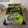 Maxcorners Fishing Neon Green Water Splash Personalized Name Unisex 3D Bedding Set (13 Fish Species)