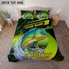 Maxcorners Fishing Neon Green Water Splash Personalized Name Unisex 3D Bedding Set (13 Fish Species)