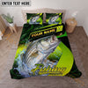 Maxcorners Fishing Neon Green Water Splash Personalized Name Unisex 3D Bedding Set (13 Fish Species)