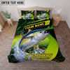 Maxcorners Fishing Neon Green Water Splash Personalized Name Unisex 3D Bedding Set (13 Fish Species)