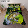 Maxcorners Fishing Neon Green Water Splash Personalized Name Unisex 3D Bedding Set (13 Fish Species)