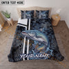 Maxcorners Fishing Black Tactical Pattern Water Splash Personalized Name Unisex 3D Bedding Set (13 Fish Species)