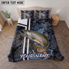 Maxcorners Fishing Black Tactical Pattern Water Splash Personalized Name Unisex 3D Bedding Set (13 Fish Species)