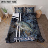 Maxcorners Fishing Black Tactical Pattern Water Splash Personalized Name Unisex 3D Bedding Set (13 Fish Species)
