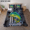 Maxcorners Fishing Black Tactical Pattern Water Splash Personalized Name Unisex 3D Bedding Set (13 Fish Species)