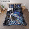 Maxcorners Fishing Black Tactical Pattern Water Splash Personalized Name Unisex 3D Bedding Set (13 Fish Species)