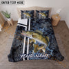 Maxcorners Fishing Black Tactical Pattern Water Splash Personalized Name Unisex 3D Bedding Set (13 Fish Species)