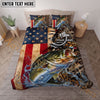 Maxcorners Fishing American Flag Camouflage Water Splash Personalized Name Unisex 3D Bedding Set (13 Fish Species)