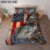 Maxcorners Fishing American Flag Camouflage Water Splash Personalized Name Unisex 3D Bedding Set (13 Fish Species)