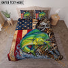 Maxcorners Fishing American Flag Camouflage Water Splash Personalized Name Unisex 3D Bedding Set (13 Fish Species)