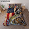 Maxcorners Fishing American Flag Camouflage Water Splash Personalized Name Unisex 3D Bedding Set (13 Fish Species)