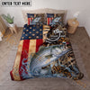 Maxcorners Fishing American Flag Camouflage Water Splash Personalized Name Unisex 3D Bedding Set (13 Fish Species)