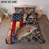 Maxcorners Fishing American Flag Camouflage Water Splash Personalized Name Unisex 3D Bedding Set (13 Fish Species)