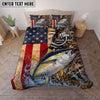 Maxcorners Fishing American Flag Camouflage Water Splash Personalized Name Unisex 3D Bedding Set (13 Fish Species)