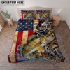 Maxcorners Fishing American Flag Camouflage Water Splash Personalized Name Unisex 3D Bedding Set (13 Fish Species)