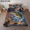Maxcorners Fishing American Flag Ocean Adventure Personalized Name Unisex 3D Bedding Set (13 Fish Species)