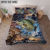 Maxcorners Fishing American Flag Ocean Adventure Personalized Name Unisex 3D Bedding Set (13 Fish Species)