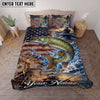 Maxcorners Fishing American Flag Ocean Adventure Personalized Name Unisex 3D Bedding Set (13 Fish Species)