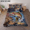 Maxcorners Fishing American Flag Ocean Adventure Personalized Name Unisex 3D Bedding Set (13 Fish Species)