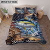 Maxcorners Fishing American Flag Ocean Adventure Personalized Name Unisex 3D Bedding Set (13 Fish Species)