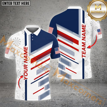 Maxcorners Darts America Flag Line Personalized Name, Team Name 3D Shirt
