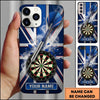 Maxcorners Darts Phone Case Union Jack British Flag Metallic Frame Shattered Glass Steel Arrow Personalized Name Multi Options Cover (7 Colors)