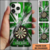 Maxcorners Darts Phone Case Union Jack British Flag Metallic Frame Shattered Glass Steel Arrow Personalized Name Multi Options Cover (7 Colors)