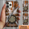 Maxcorners Darts Phone Case Union Jack British Flag Metallic Frame Shattered Glass Steel Arrow Personalized Name Multi Options Cover (7 Colors)