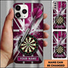 Maxcorners Darts Phone Case Union Jack British Flag Metallic Frame Shattered Glass Steel Arrow Personalized Name Multi Options Cover (7 Colors)