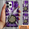 Maxcorners Darts Phone Case Union Jack British Flag Metallic Frame Shattered Glass Steel Arrow Personalized Name Multi Options Cover (7 Colors)