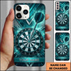 Maxcorners Darts Phone Case Steel Arrow Hit Bullseye Chevron Grid Hexagon Mesh Shattered Glass Frame Personalized Name Multi Options Cover (7 Colors)