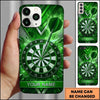Maxcorners Darts Phone Case Steel Arrow Hit Bullseye Chevron Grid Hexagon Mesh Shattered Glass Frame Personalized Name Multi Options Cover (7 Colors)