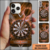 Maxcorners Darts Phone Case Steel Arrow Hit Bullseye Chevron Grid Hexagon Mesh Shattered Glass Frame Personalized Name Multi Options Cover (7 Colors)