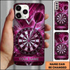 Maxcorners Darts Phone Case Steel Arrow Hit Bullseye Chevron Grid Hexagon Mesh Shattered Glass Frame Personalized Name Multi Options Cover (7 Colors)