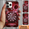 Maxcorners Darts Phone Case Steel Arrow Hit Bullseye Chevron Grid Hexagon Mesh Shattered Glass Frame Personalized Name Multi Options Cover (7 Colors)