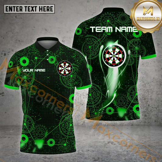 Maxcorners Darts Gear Pattern Dartboard Multicolor Options Personalized Name, Team Name 3D Polo Shirt (4 Colors)